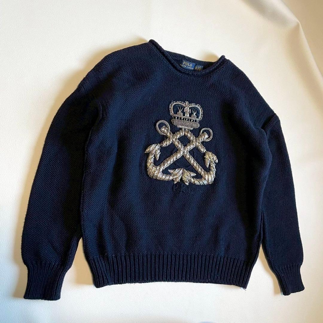 【ポロラルフローレン】ブリオン ロールネック セーター ニット 紺 ウール M位