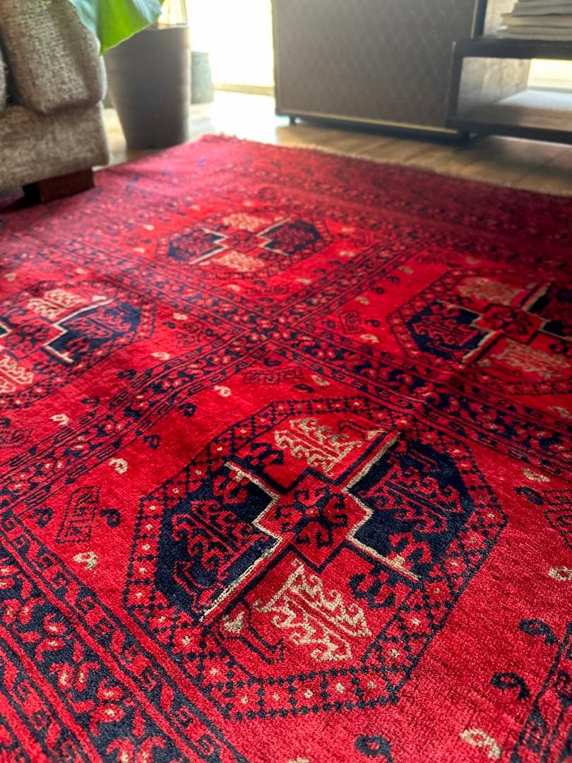 トライバルラグ　ヴィンテージラグ　トルクメン　エルサリ　プリミティブアート　美品