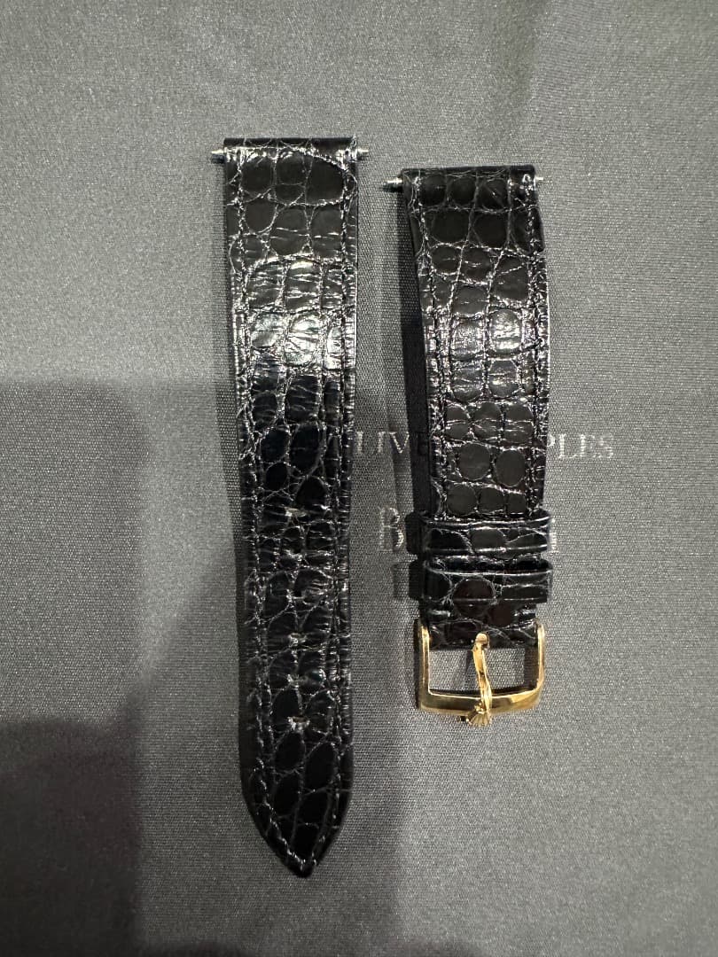 ロレックス クロコ黒レザー 時計バンド 18金無垢ゴールドバックル