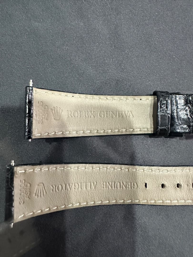 ロレックス クロコ黒レザー 時計バンド 18金無垢ゴールドバックル