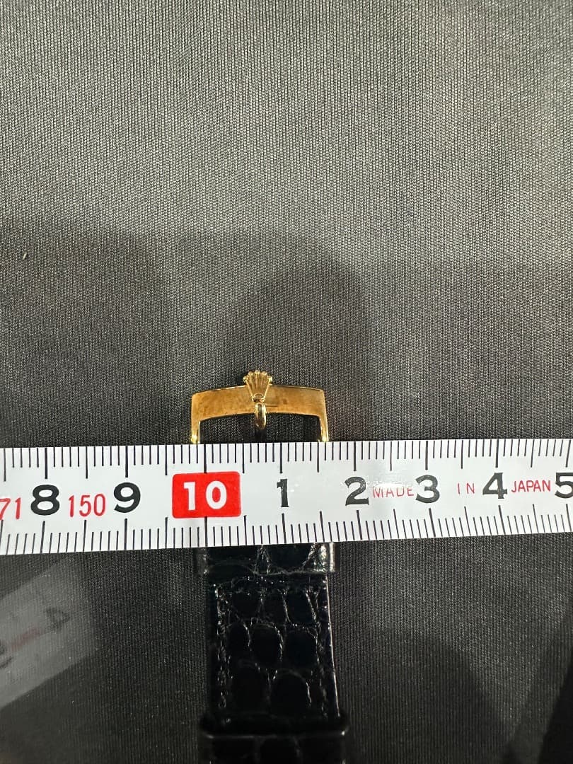 ロレックス クロコ黒レザー 時計バンド 18金無垢ゴールドバックル