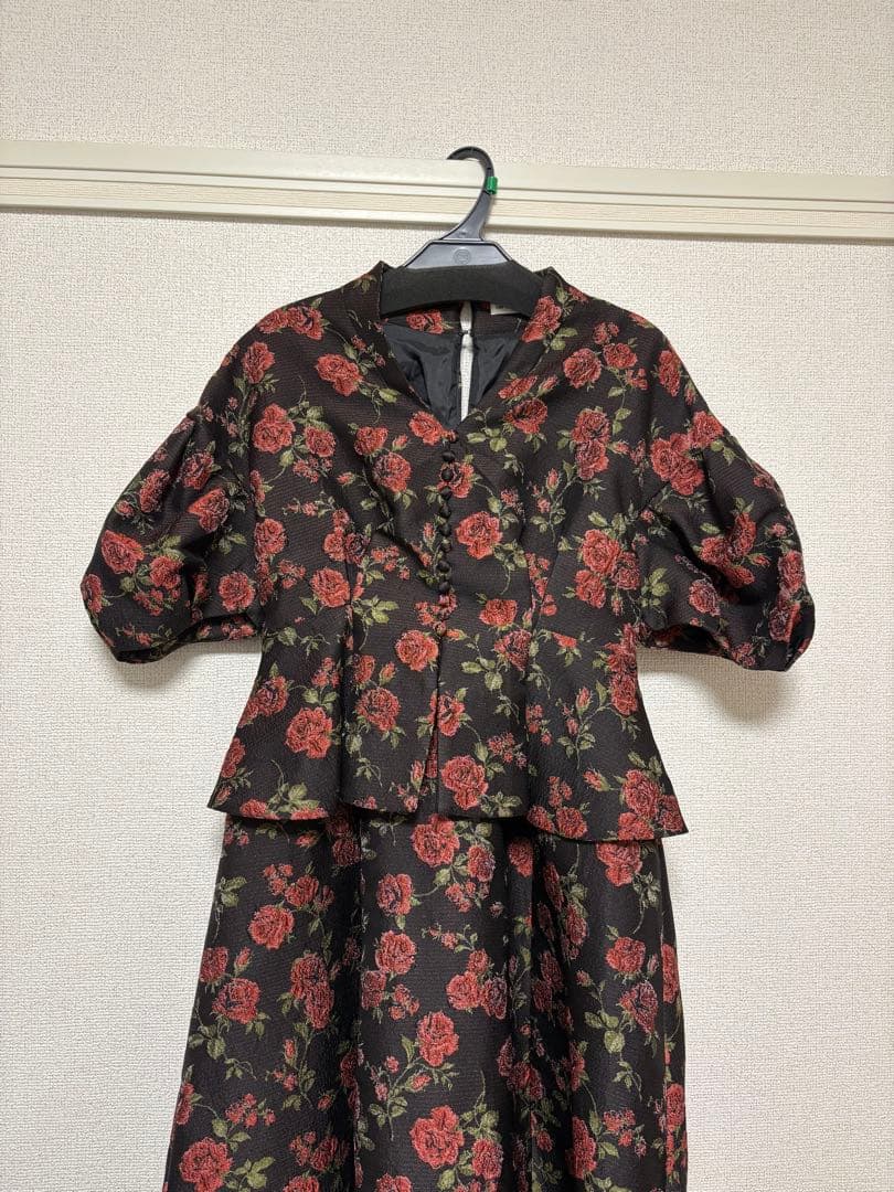 lily brown ヴィンテージ　ローズジャガードワンピース