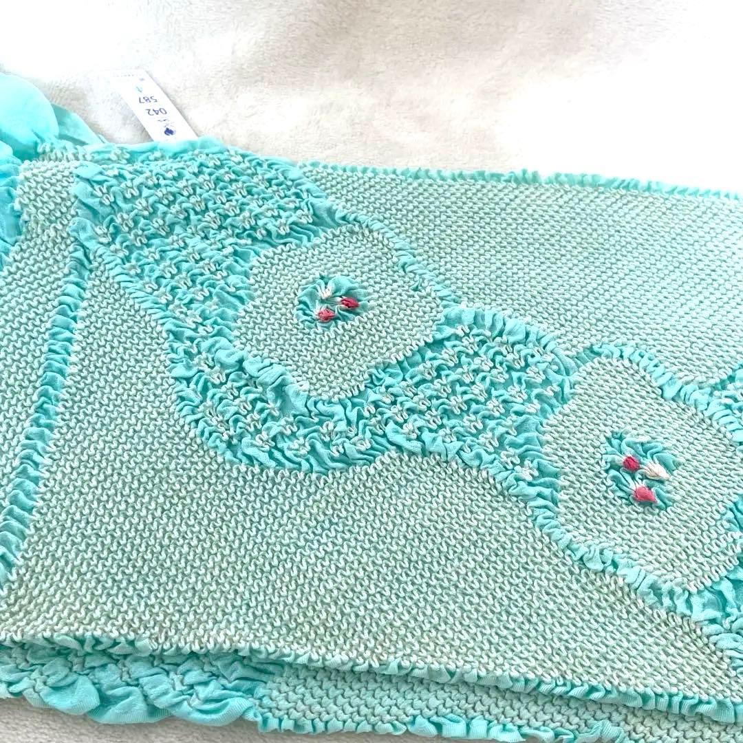 振袖用　加藤萬　伊達衿　ピンク・水色　リバーシブル　帯揚げ　総絞り