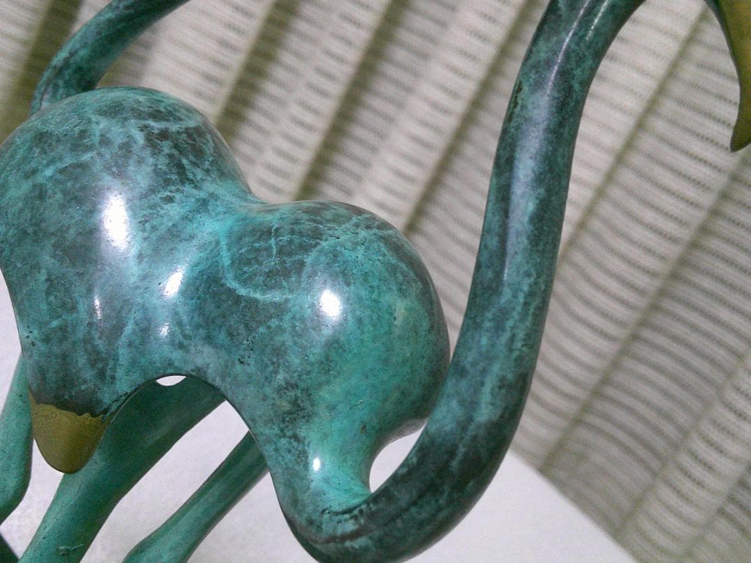 アンティーク モダン 【ブロンズ像 フラミンゴ】 デコアート 20cm 2kg