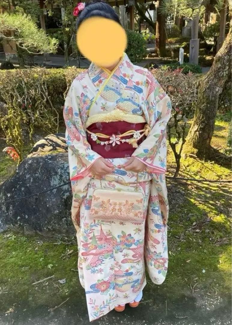 中振袖作り帯フルセット京紅型　ハーフ成人式　十三参り　袴にも合います　小柄な方