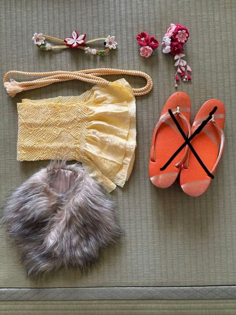 中振袖作り帯フルセット京紅型　ハーフ成人式　十三参り　袴にも合います　小柄な方