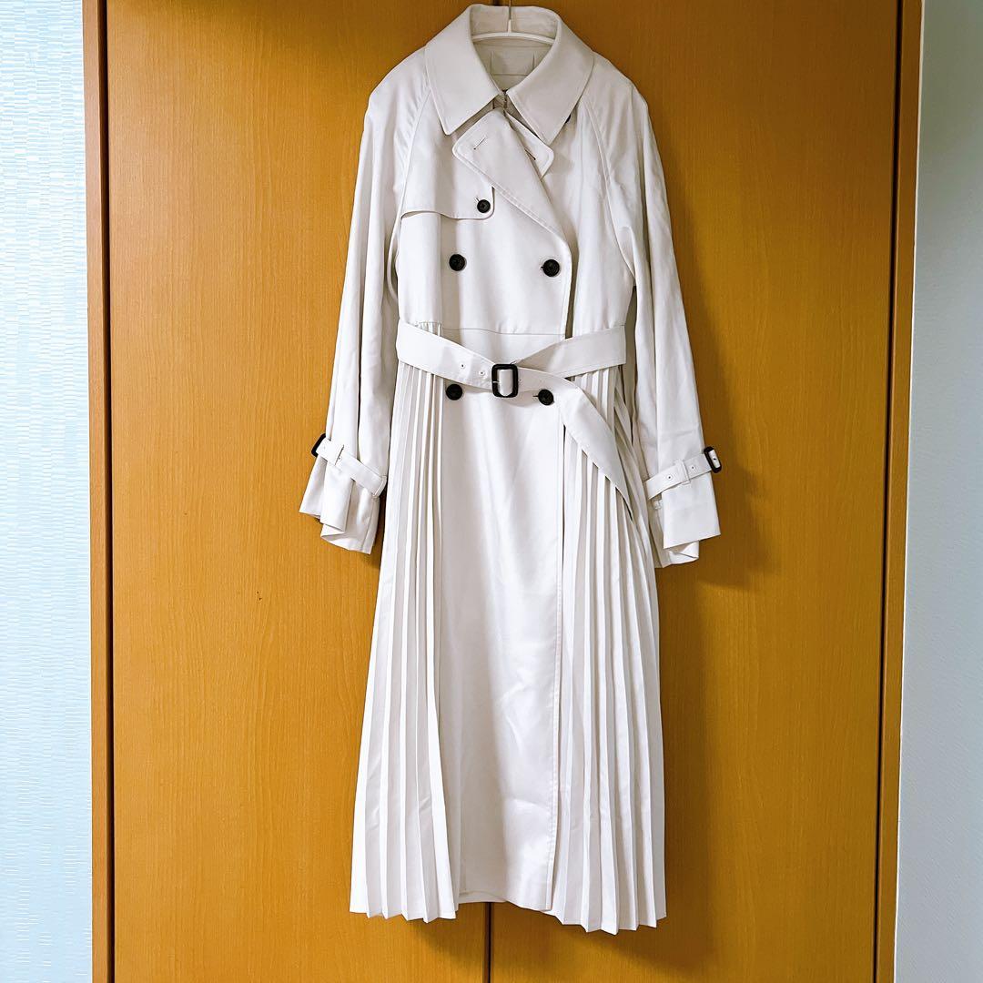プリーツデザイントレンチコート アイボリー 38 セルフォード