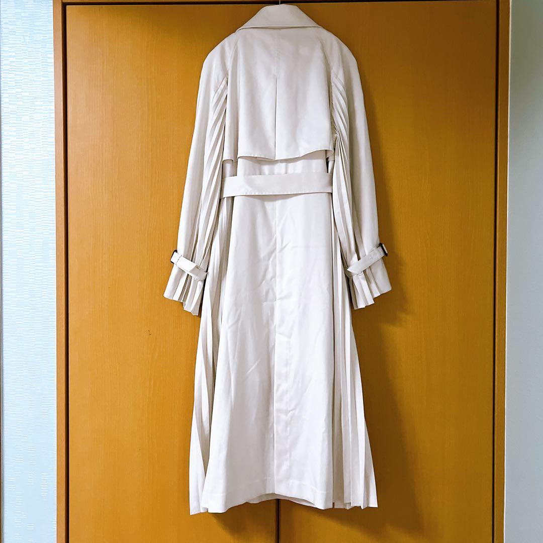 プリーツデザイントレンチコート アイボリー 38 セルフォード