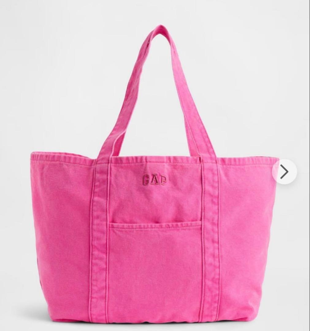 【新品未使用】GAP ロゴトートバッグ ブラック ネオンピンク