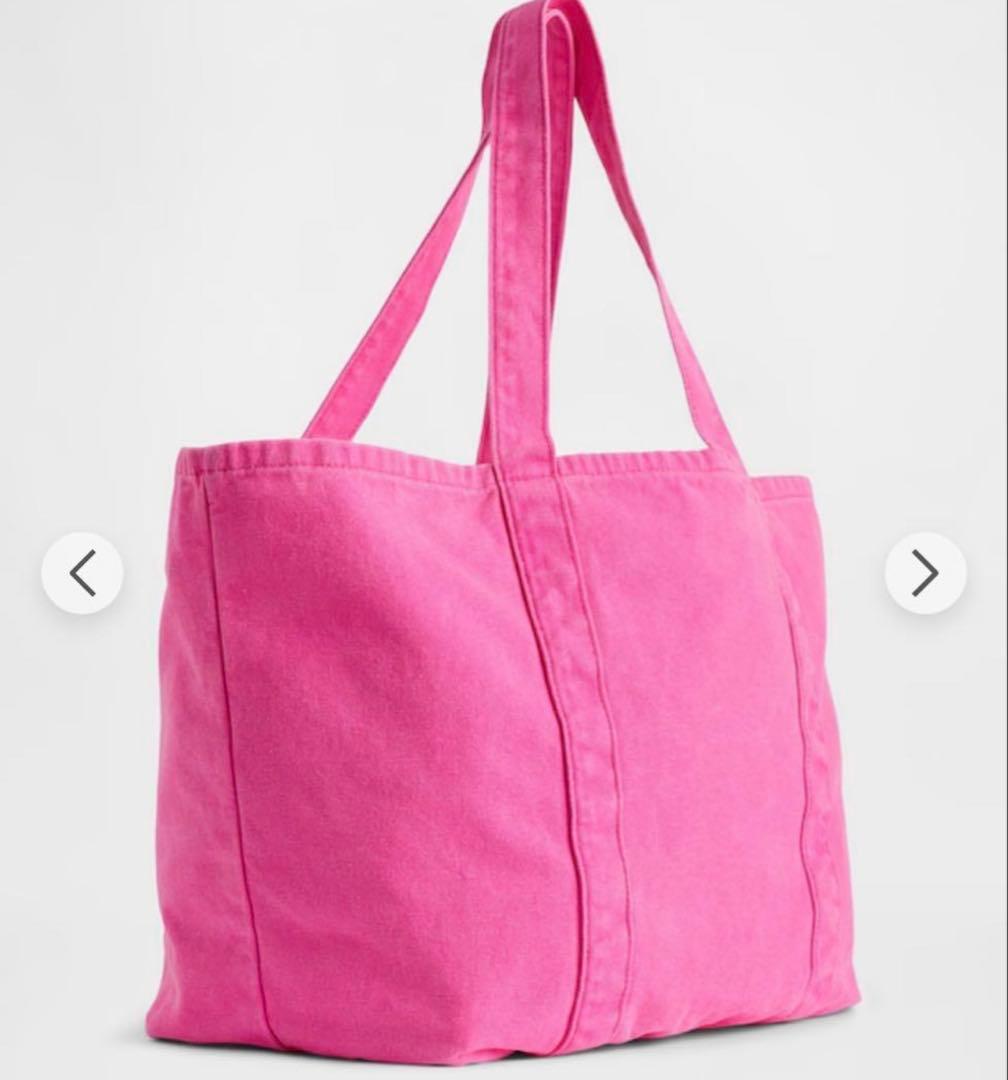 【新品未使用】GAP ロゴトートバッグ ブラック ネオンピンク