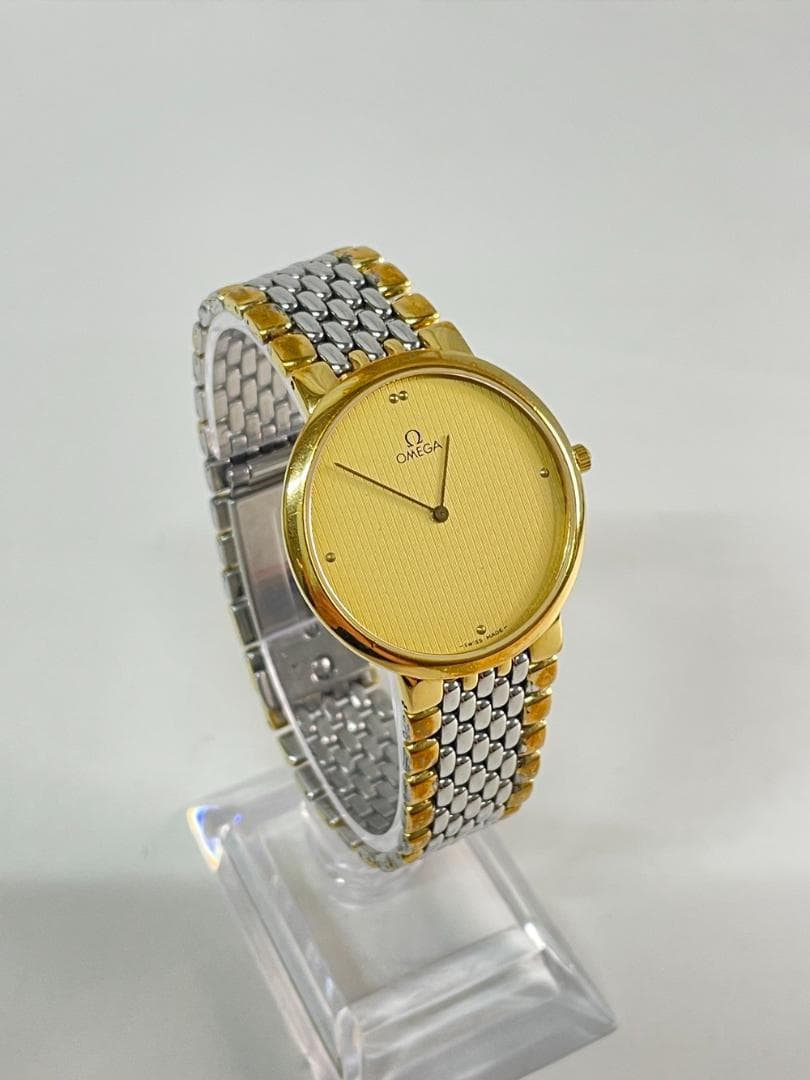 ◆OMEGA オメガ クォーツ ２針 ポイント ゴールド 腕時計　08189