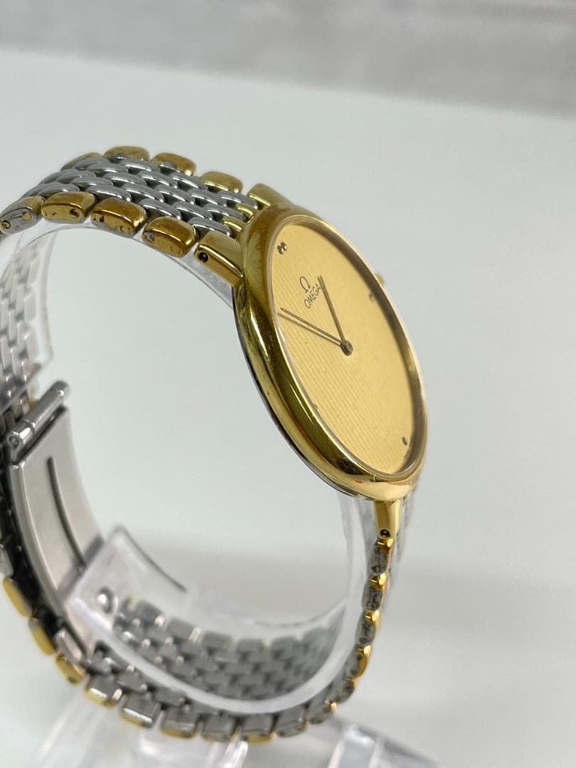 ◆OMEGA オメガ クォーツ ２針 ポイント ゴールド 腕時計　08189