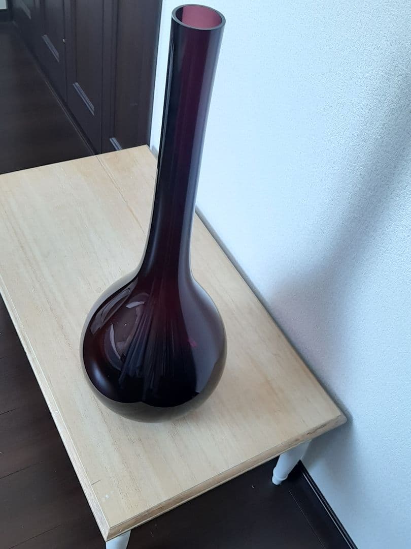 高さ70cm★巨大な花器★ガラス製　花瓶★濃紫色　大きい　生け花★花立