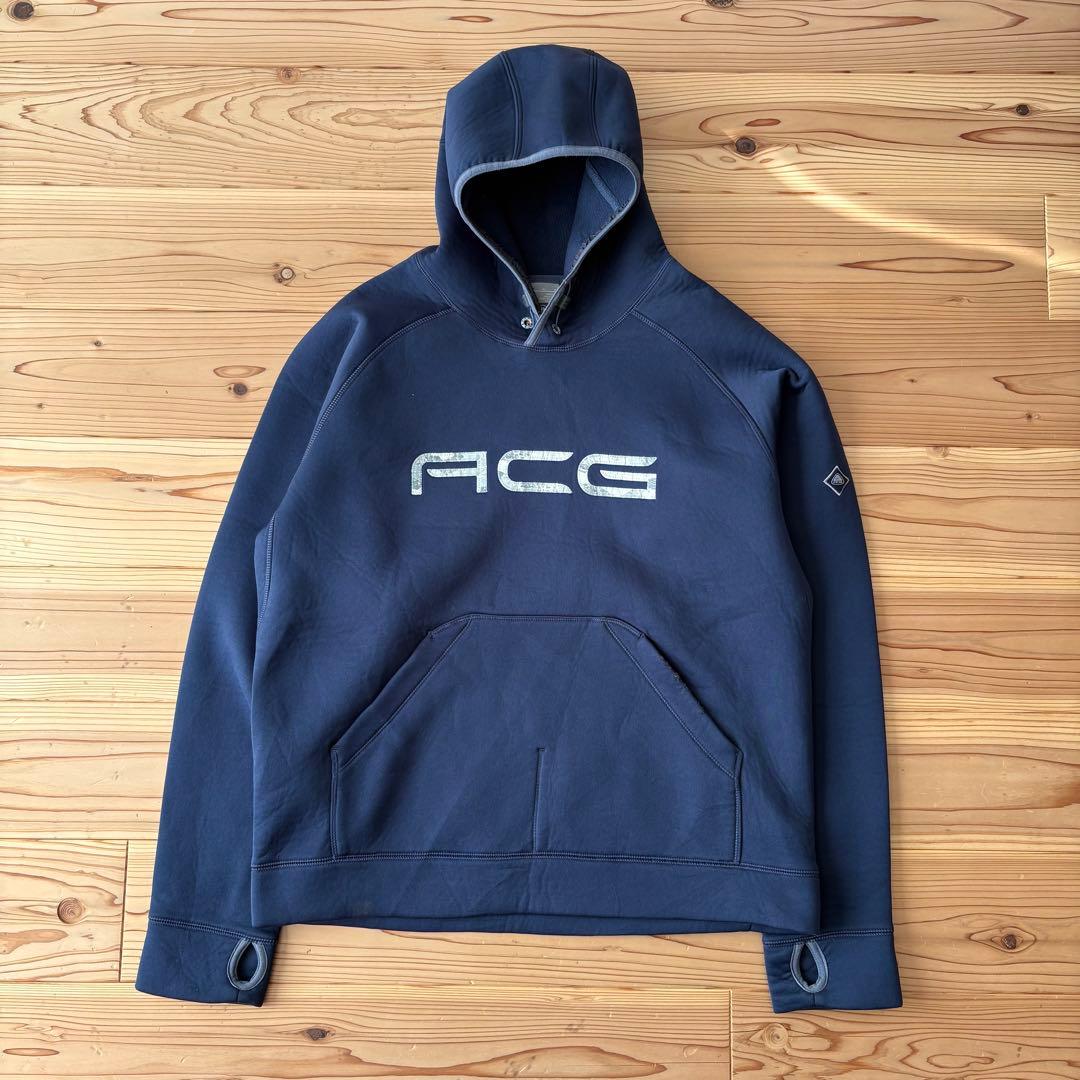 00s NIKE ACG 裏起毛 サムホール パーカー 紺