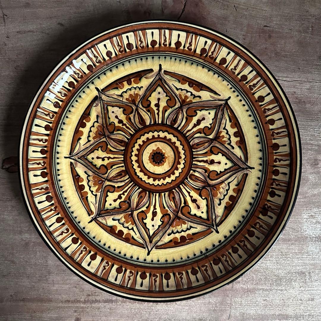希少　ソビエト陶器　アラベスク模様　大皿　ロシア　焼き物　工芸品　陶磁器　A