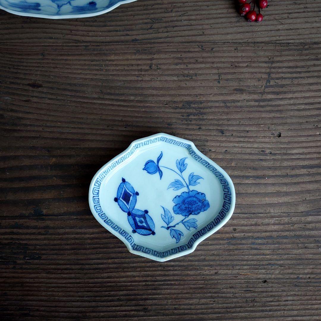 【ご成約】古伊万里 染付 松川菱形 豆皿 2枚 骨董 アンティーク