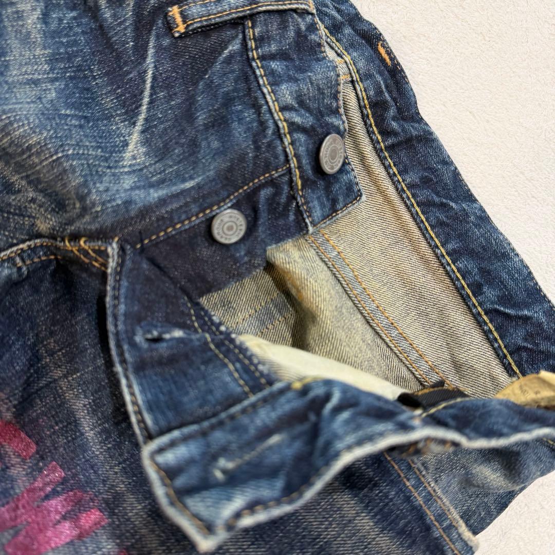 ヒステリックグラマー　SEE NO EVIL デニム　スタッズ　ダメージ加工