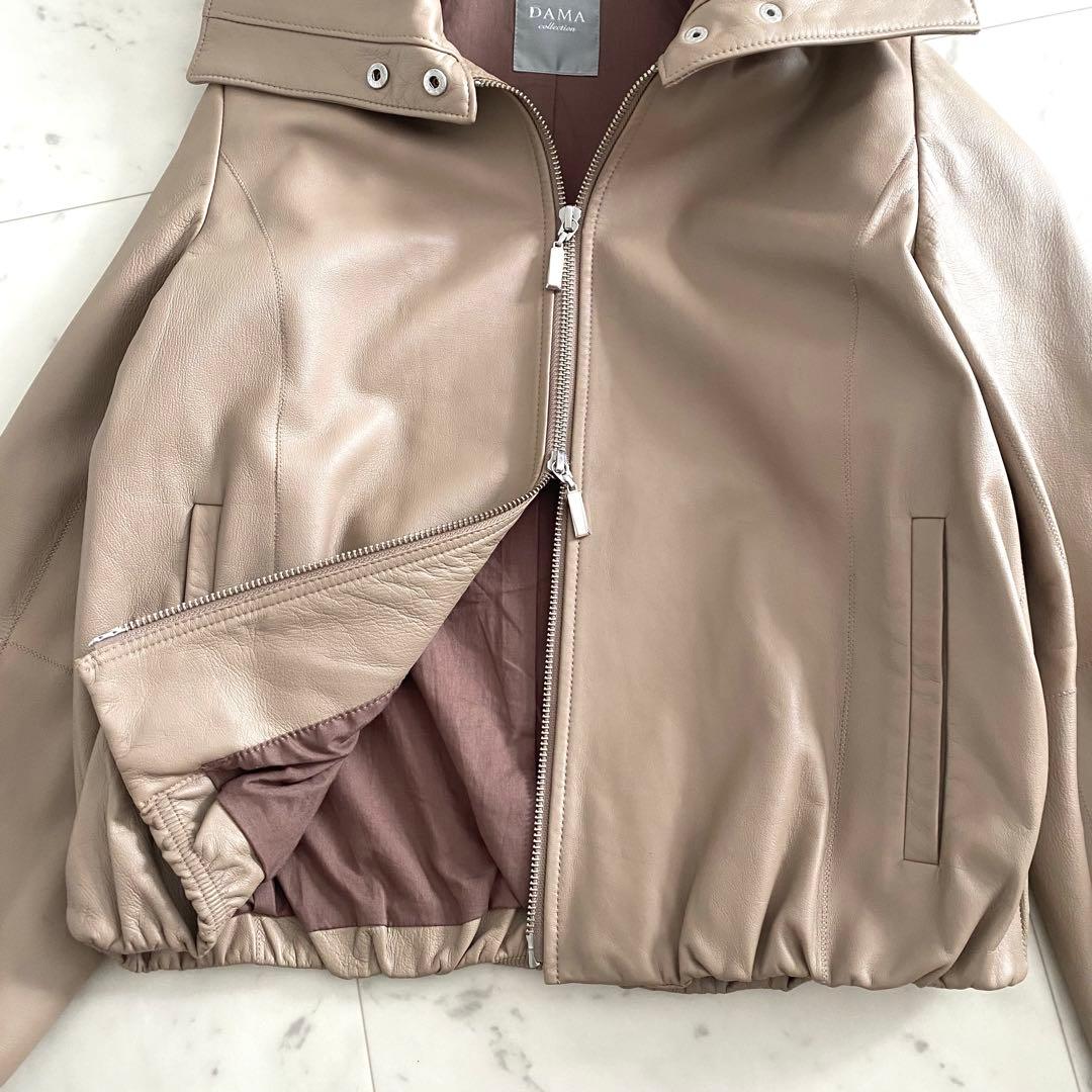 美品 ダーマコレクション 2WAYフード付き リアルラムレザーブルゾンジャケット