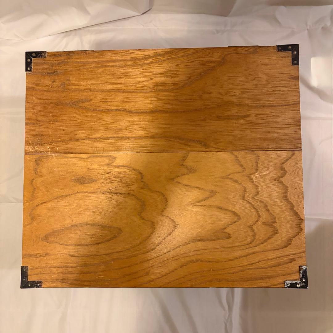 木製ベルベット内張付き引き出し付き収納チェスト