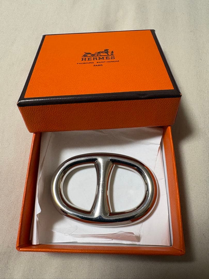 エルメス　スカーフリング　シェーヌダンクル　シルバー