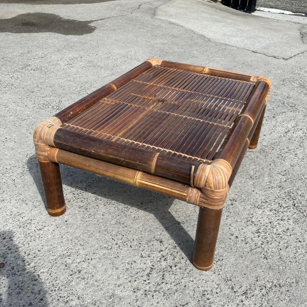 昭和レトロ エスニック バンブーテーブル 竹製座卓 ローテーブル ビンテージ