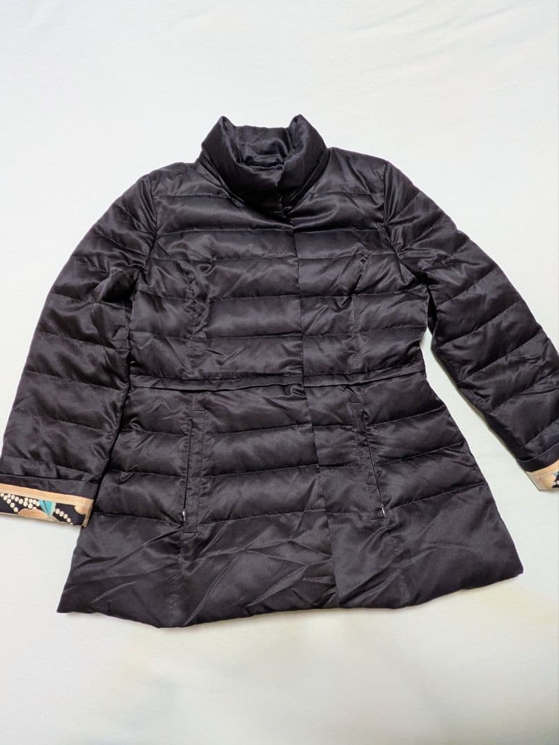 LEOPARD　レオナール　ダウンジャケット　ダウン　ネイビー　アウター　シルク