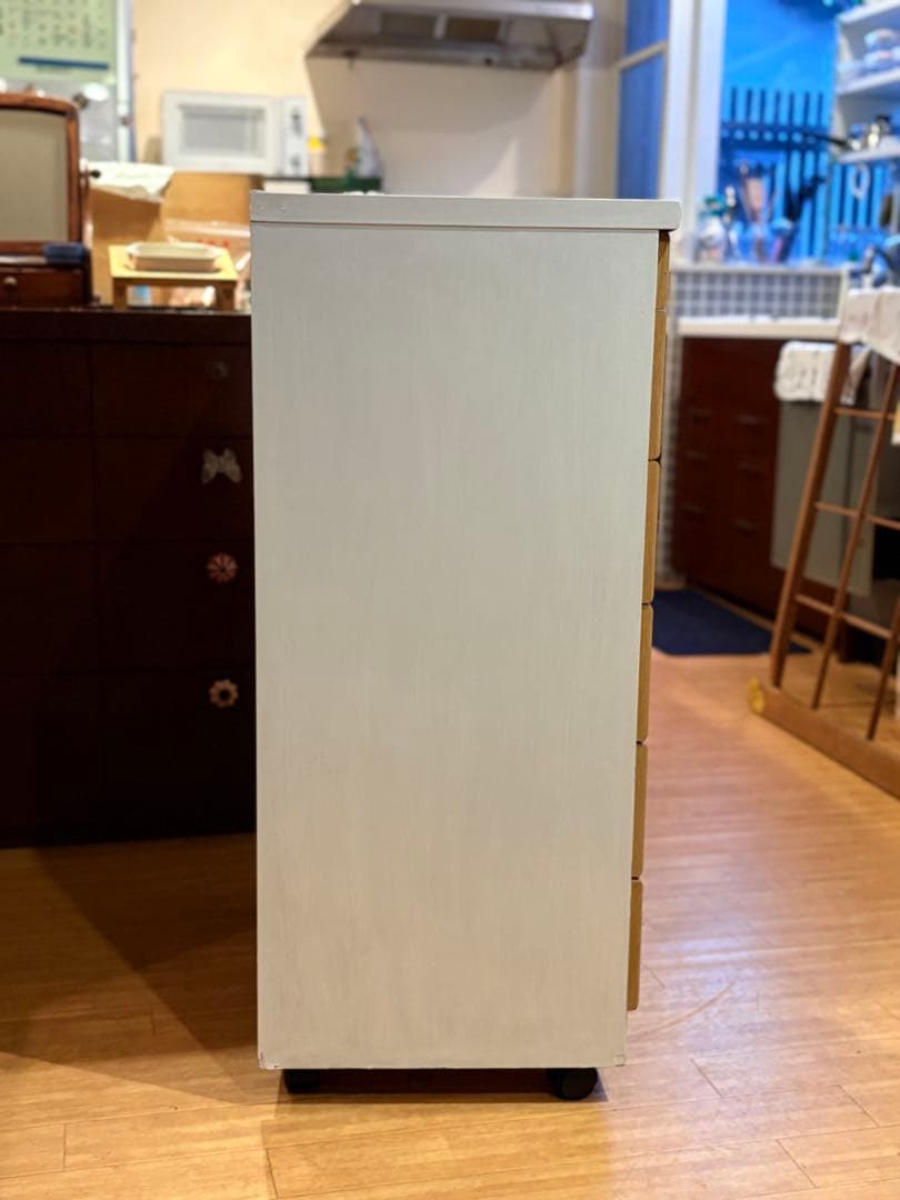 【 フランス 調 ビンテージ 木製 チェスト】真鍮取っ手 キャスター付き