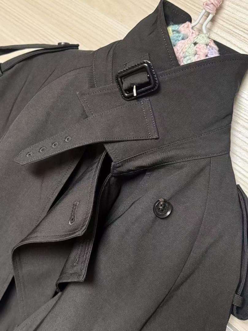 M 即日発送 新品 anuans ハーフオーバートレンチコート チャコールグレー