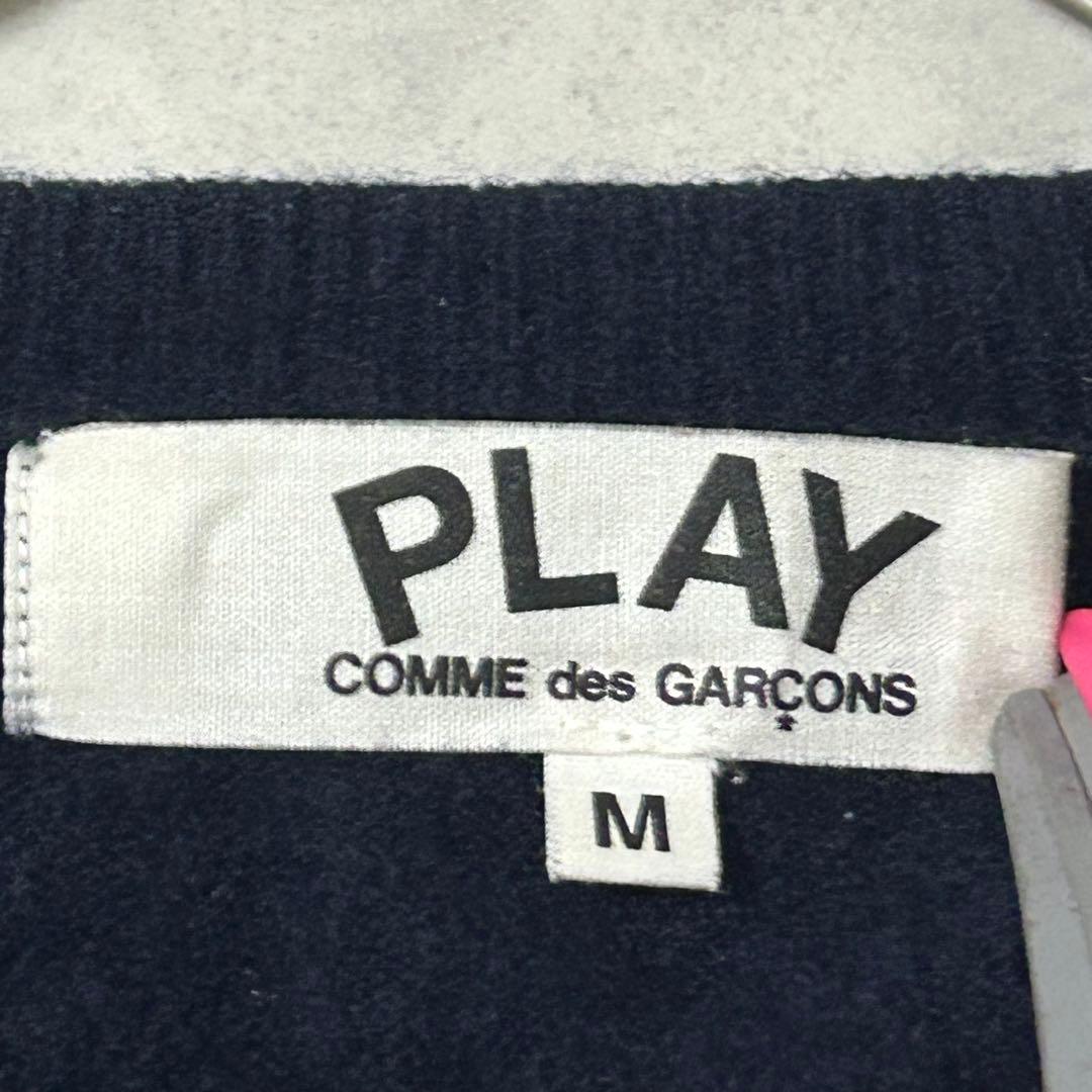 プレイコムデギャルソン ニット ハートワッペン Vネック ネイビー AD2009