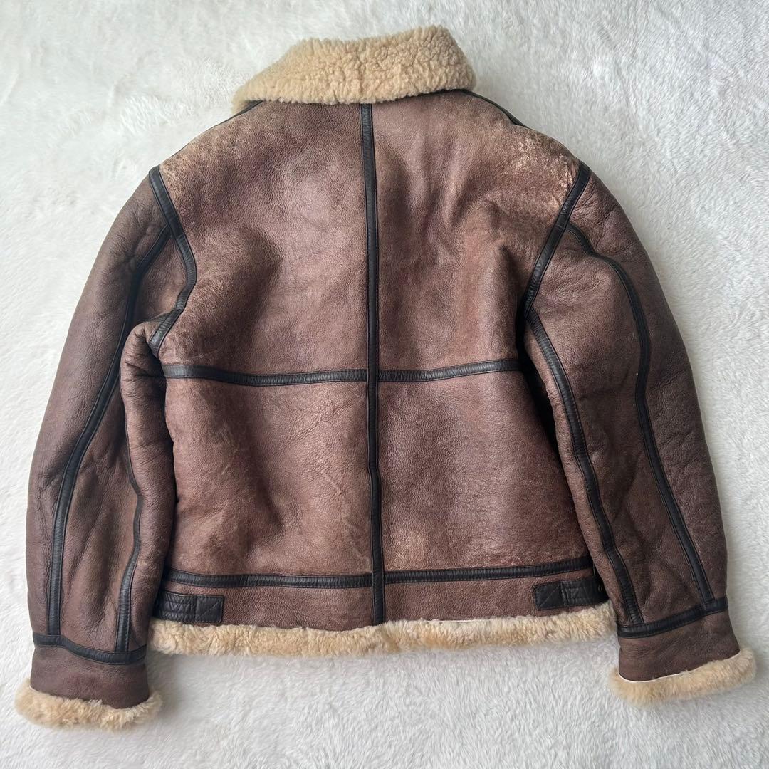 極暖✨B-3 ムートン フライトジャケット L 羊革 シープスキン 肉厚 茶