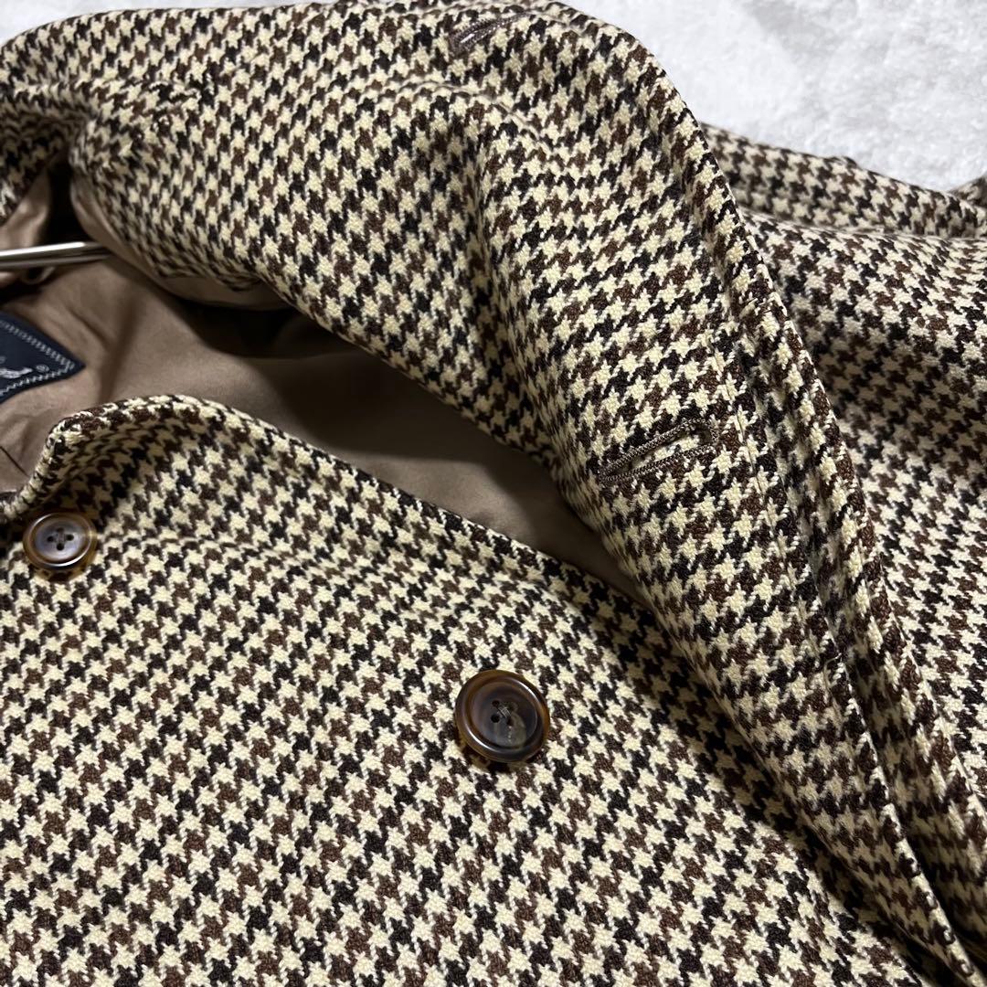 ユキオ　　千鳥柄　コート　ロングコート　比翼　ステンカラー