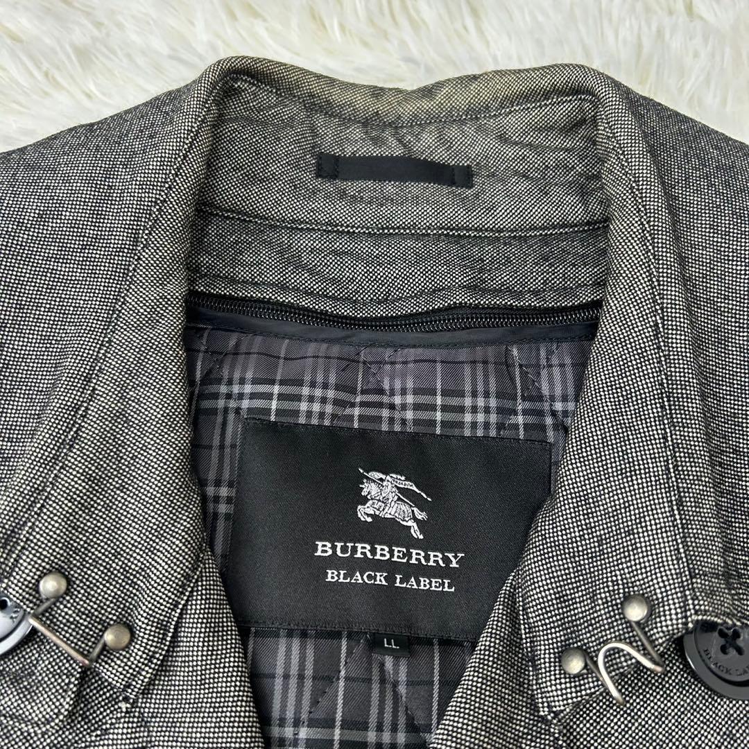 【美品/LL】バーバリーブラックレーベル トレンチコート ノバチェック グレー