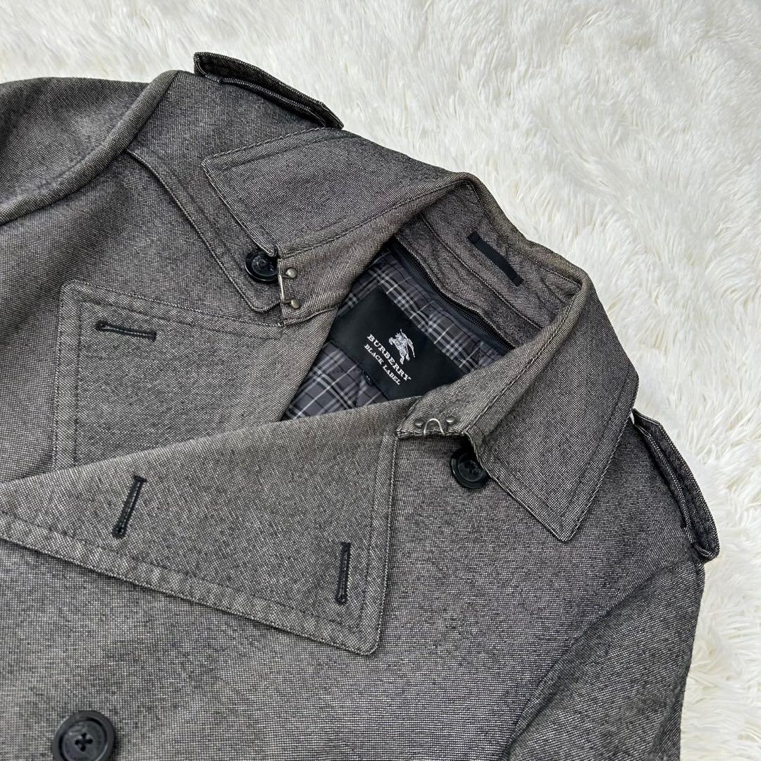 【美品/LL】バーバリーブラックレーベル トレンチコート ノバチェック グレー