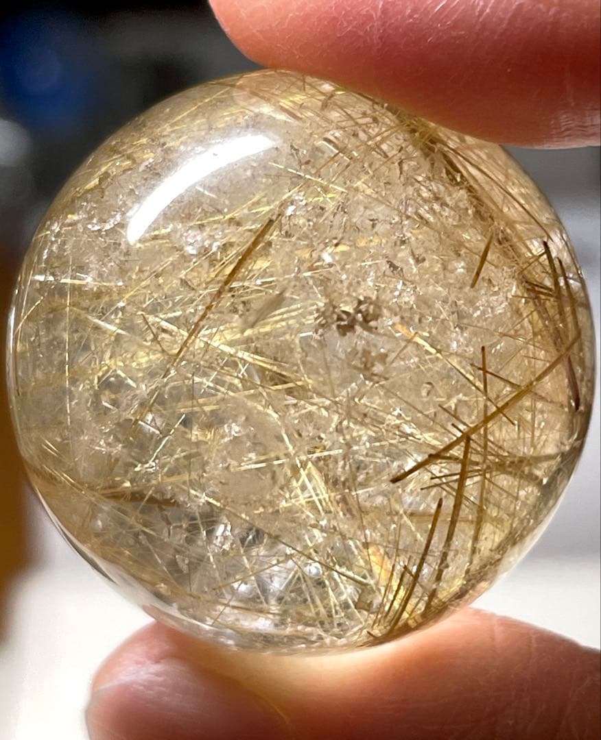 【ゴールドルチルクォーツ】丸玉●スフィア◆金運・仕事運◆天然石◆パワーストーン
