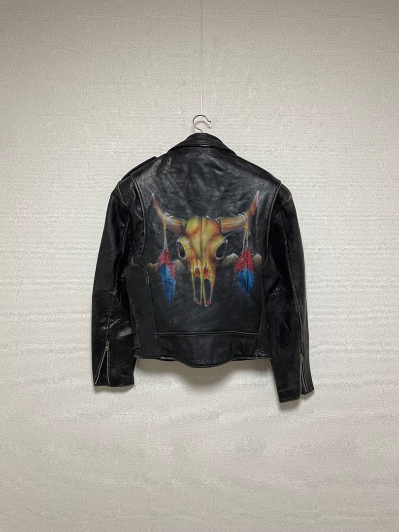 80s 90s OPEN ROAD ライダースジャケット レザー ペイント