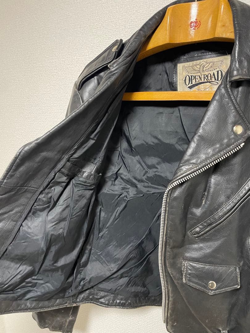 80s 90s OPEN ROAD ライダースジャケット レザー ペイント