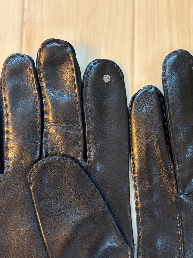 【美品】 Hermès エルメス ラムスキン レザーグローブ ブラックメンズ 8