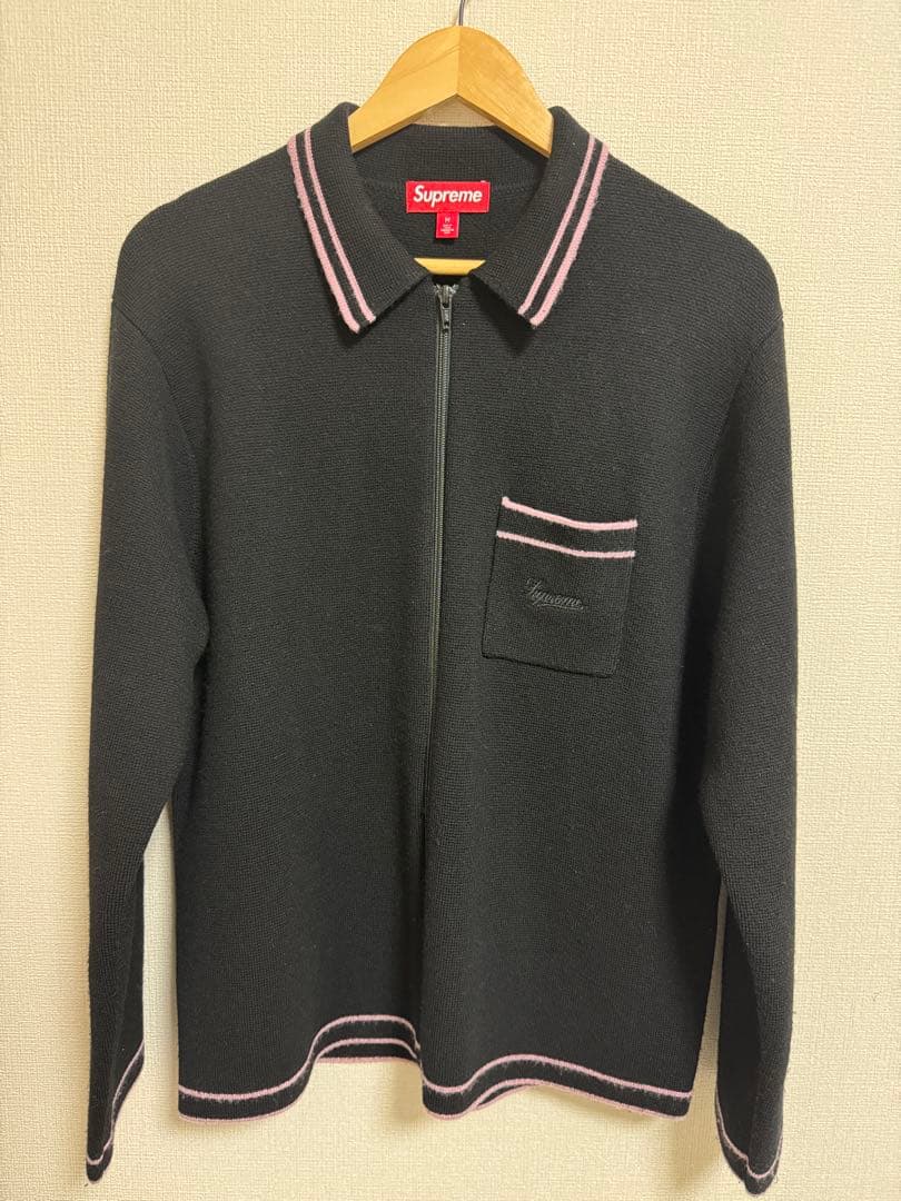 Supreme ジップアップ カーディガン M 黒