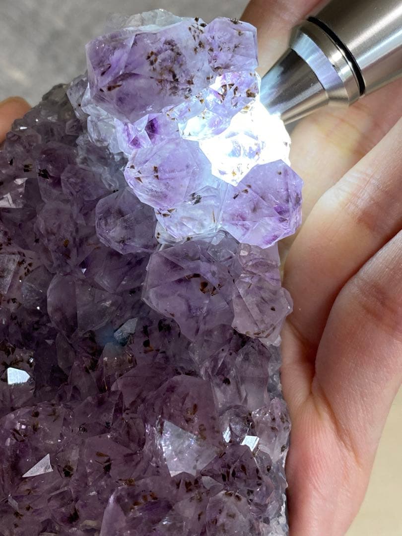 ① カコクセナイト アメジスト 天然石 クラスター 原石 パワーストーン