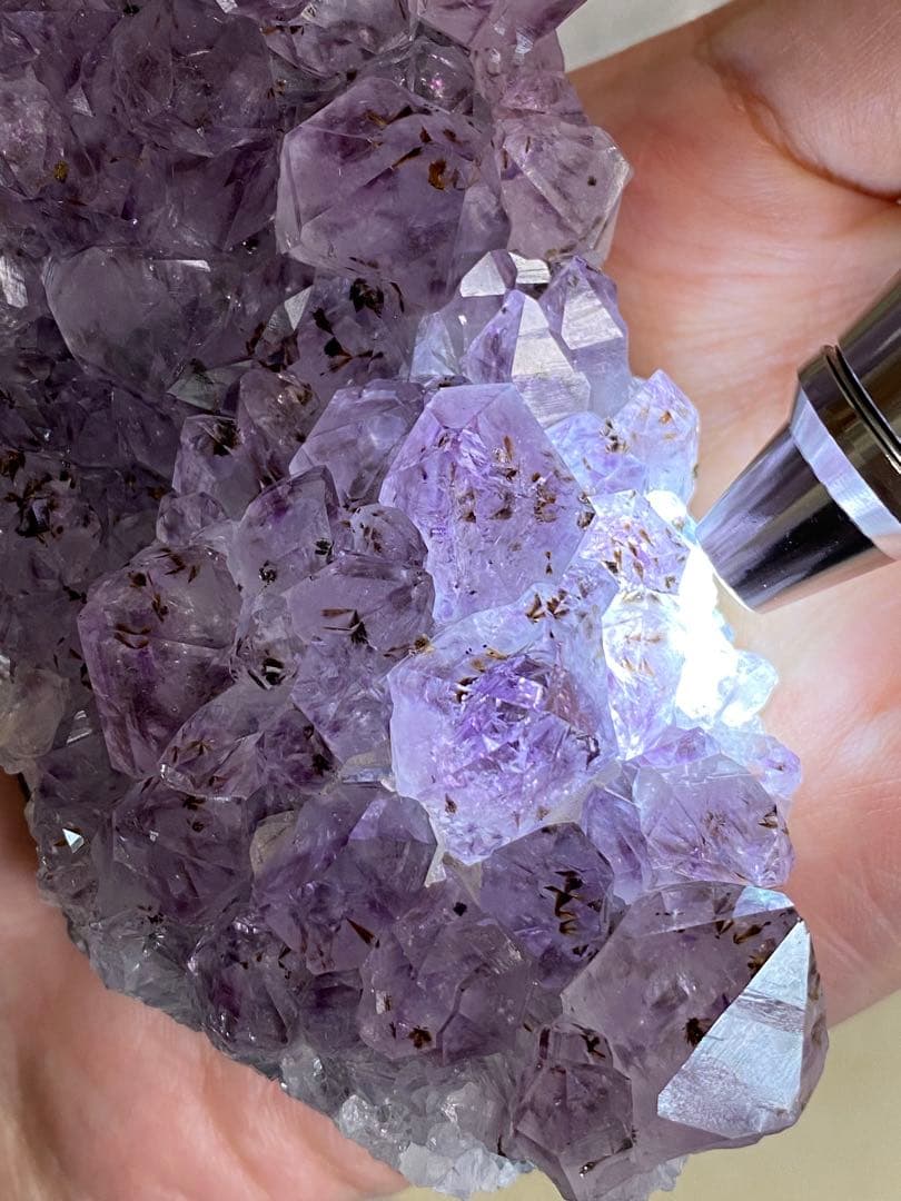 ① カコクセナイト アメジスト 天然石 クラスター 原石 パワーストーン