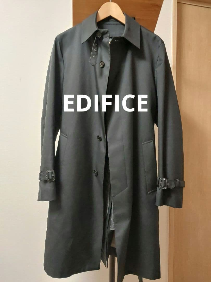 美品　EDIFICE　エディフィス　ブラック トレンチコートロング黒