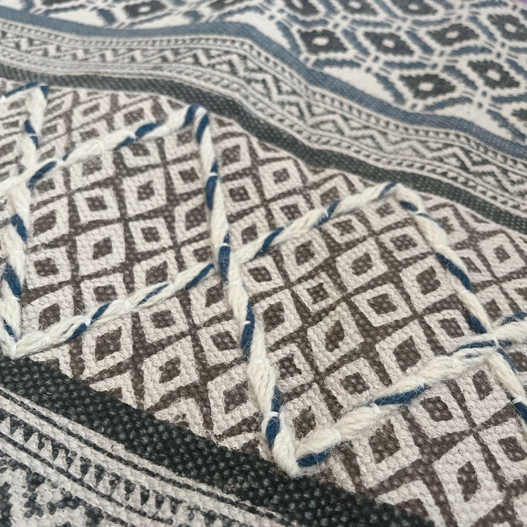 美品 ハンドブロックプリント インドラグ 140×200 ナチュラル デザイン