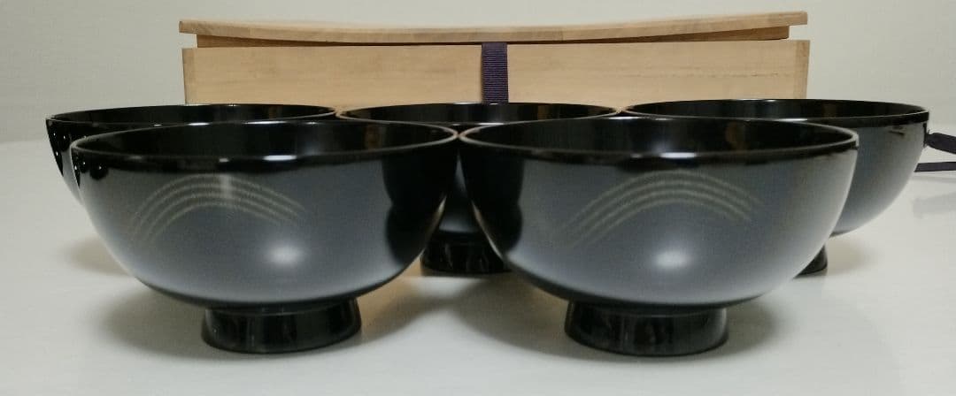 輪島塗　千羽鶴沈金　吸物椀　5客セット　作家もの　 三谷吾一