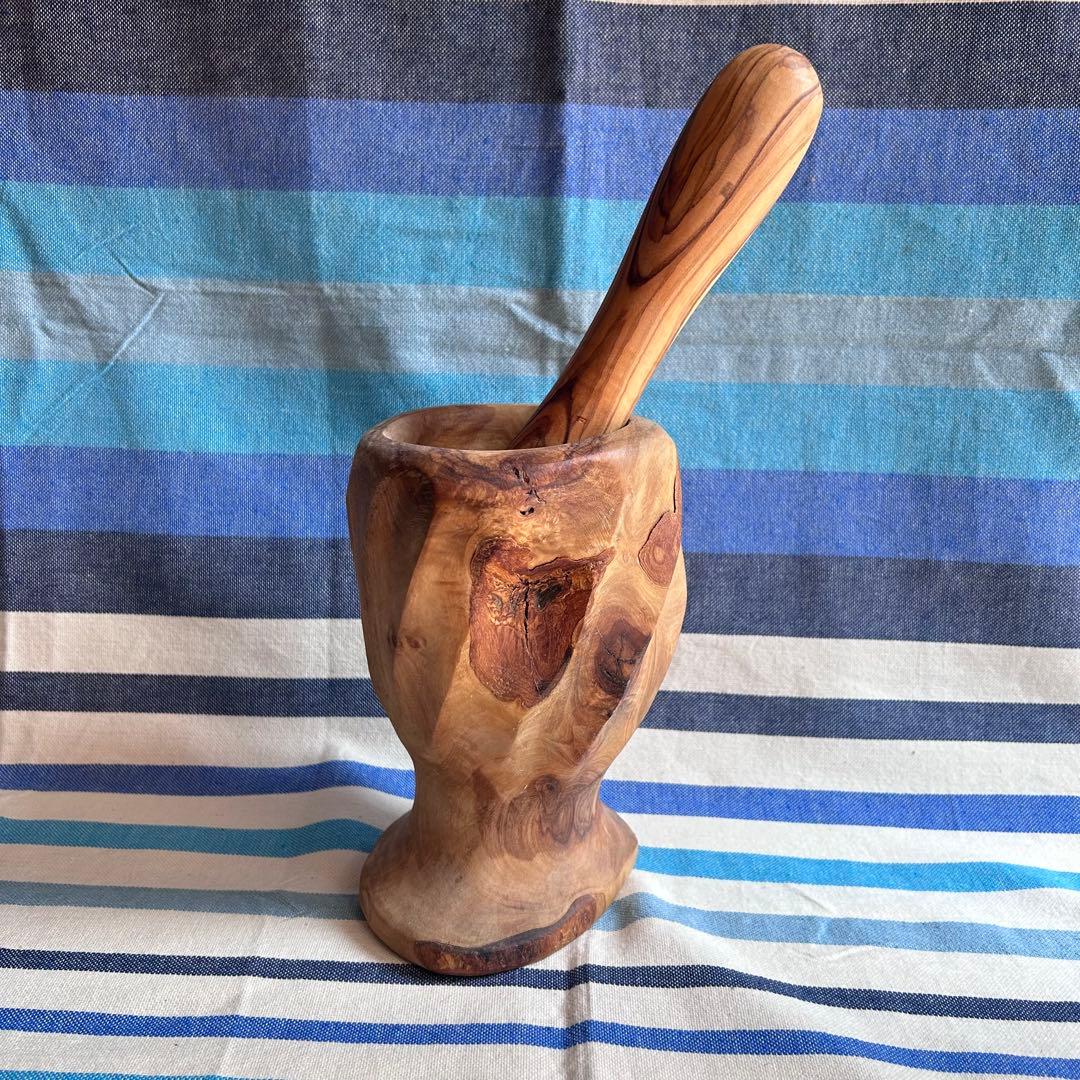 オリーブの木　超特大 すり鉢すりこ木のセット　高さ約20cm