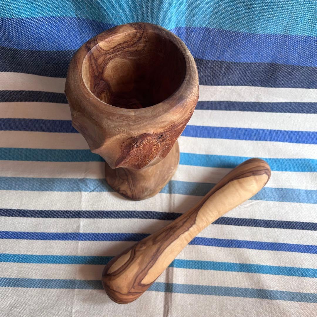 オリーブの木　超特大 すり鉢すりこ木のセット　高さ約20cm