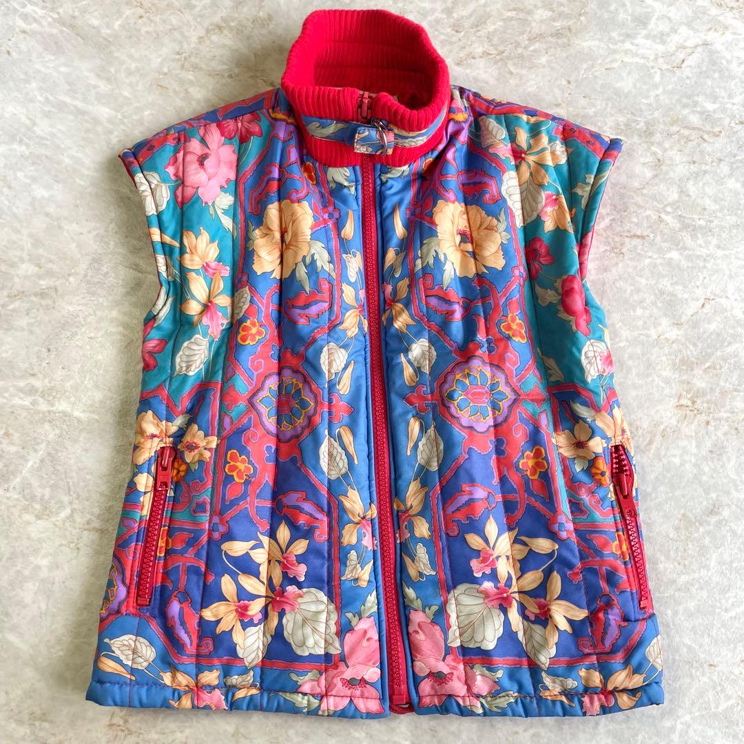 LEONARD レオナール 保温 花柄 スタンドカラー キルティング 中綿ベスト