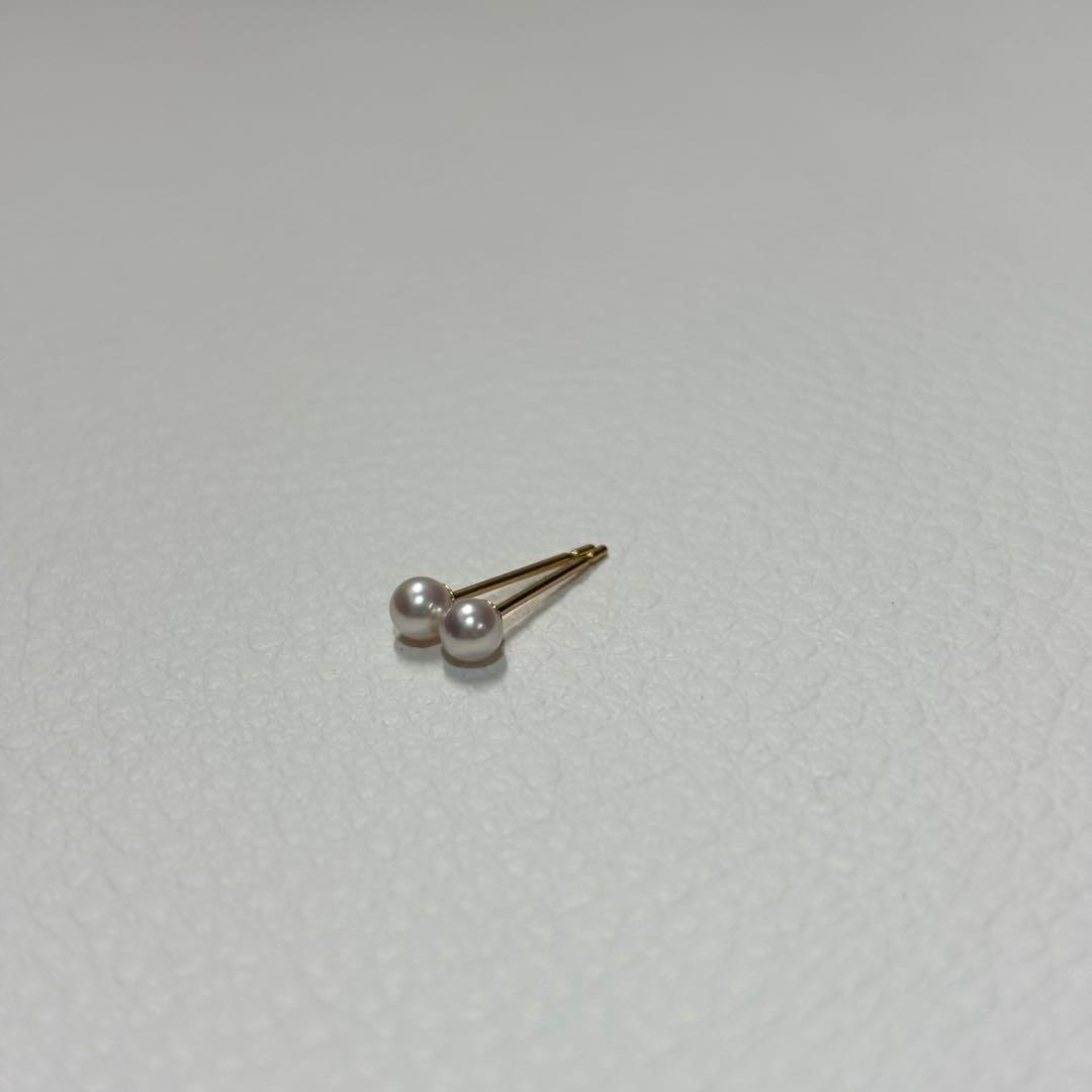531 パールピアス　あこや真珠　3.2+3.3mm K18YG