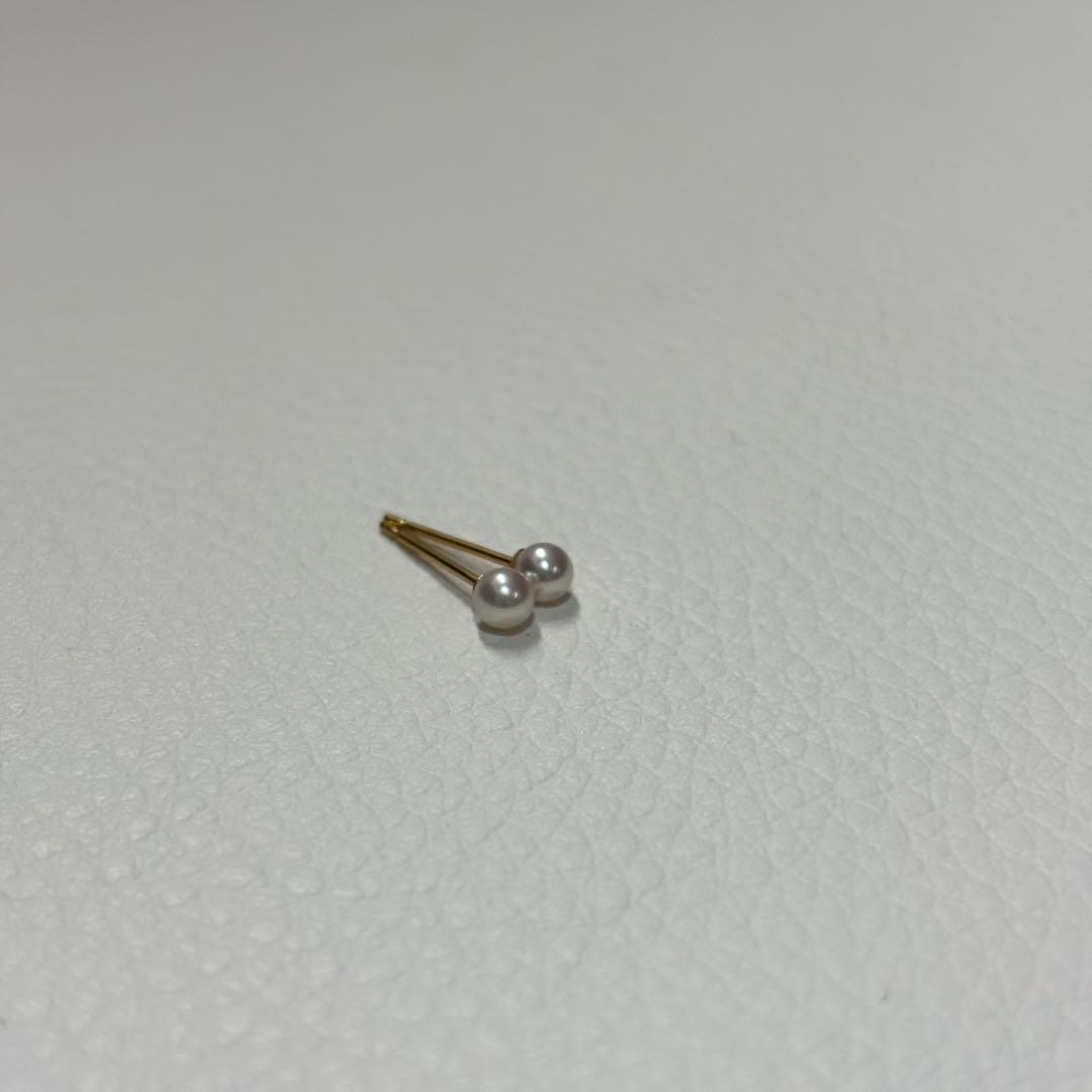531 パールピアス　あこや真珠　3.2+3.3mm K18YG
