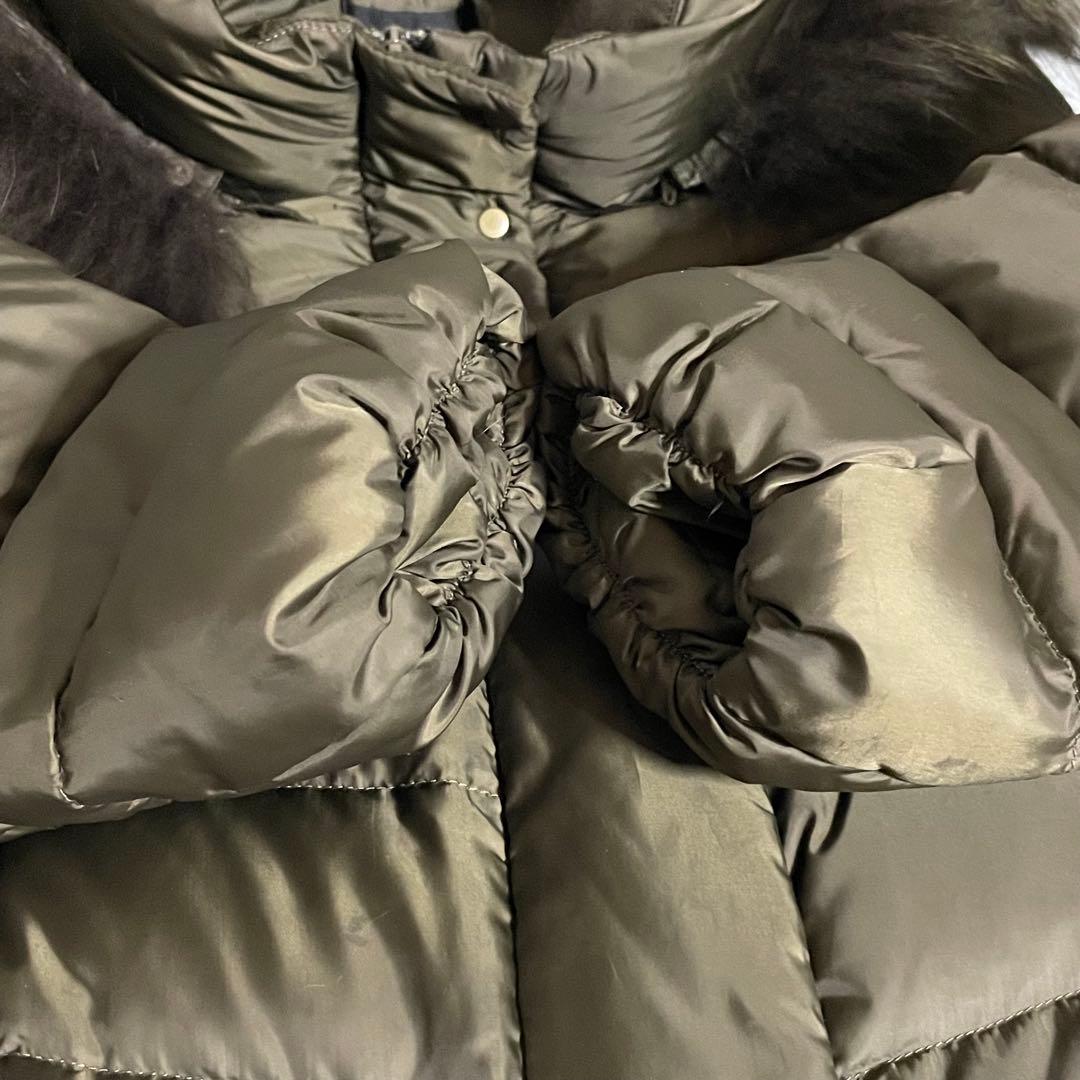 【美品】23区 洗える フード リアルファー ロング ダウンコート M カーキ