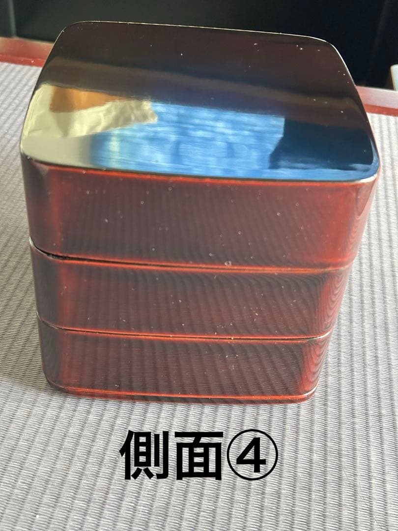 本うるし塗り　会津塗り　重箱　天然木　5寸（15㎝）　三段重　多分未使用　箱入り